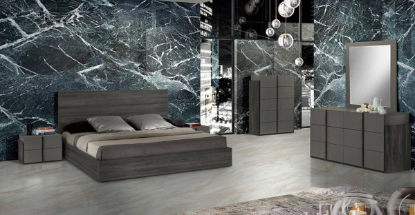 VGACLUCIA-SET-Q Queen Nova Domus Lucia - Italian Modern Matte Grey / Elm Grey Bedroom Set By VIG Furniture