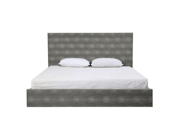 VGVCBD2108-GRY-BED-EK-1 Modrest Dynasty - Eastern King Modern Shagreen Bed By VIG Furniture