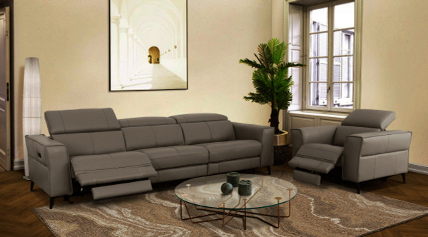 VGKN-E9193-DKGRY Divani Casa Nella - Modern Dark Grey Leather Sofa With Electric Recliners By VIG Furniture