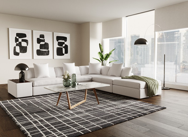 VGKK-KF2707-WHT-SECT Divani Casa Dixon - Modern White L- Shaped Modular Sectional Sofa By VIG Furniture