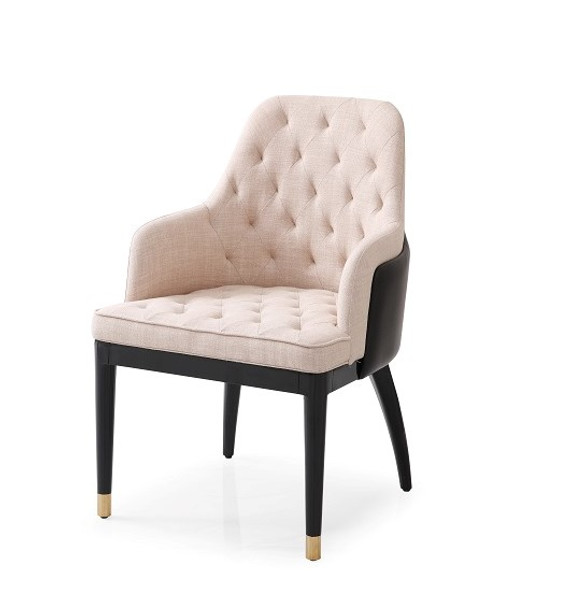 VGVC-B022A-DC Modrest Nara - Glam Beige Fabric, Black Bonded Leather And Champagne Gold Dining Chair By VIG Furniture