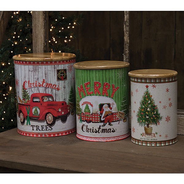 3/Set, Merry Christmas Canisters G60124 By CWI Gifts