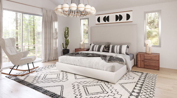VGAC-SOGNO-BED-HH-Q Nova Domus Sogno - Italian Modern Beige Fabric High Headboard Q Bed By VIG Furniture