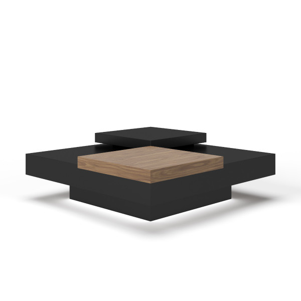 VGBB-MH1412-FB Modrest Ambry Modern Walnut And Flat Black Coffee Table By VIG Furniture