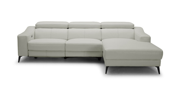 VGKM-5325-RAF-WHT-SECT Modrest Rampart - Modern L-Shape Raf White Leather Sectional Sofa With 1 Recliner By VIG Furniture