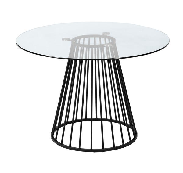 VGFH-257012-CB-DT Modrest Holly - Modern Round Clear Glass And Black Dining Table By VIG Furniture