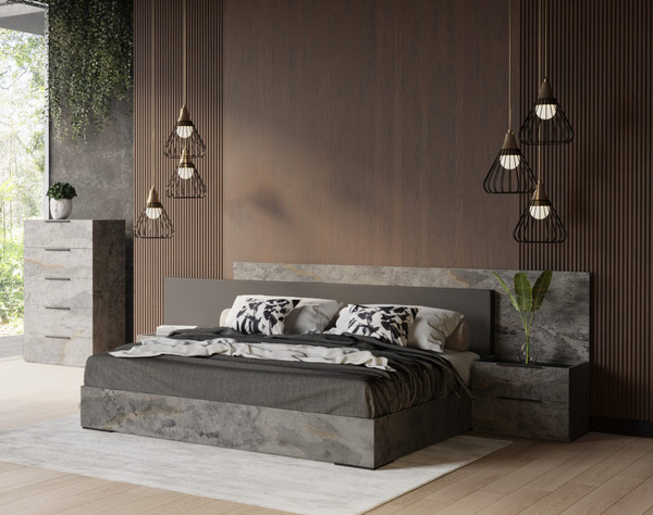 VGACFERRARA-BED-2NS-SET-CK Nova Domus Ferrara - California King Modern Volcano Oxide Grey Bed + Nightstands	 By VIG Furniture