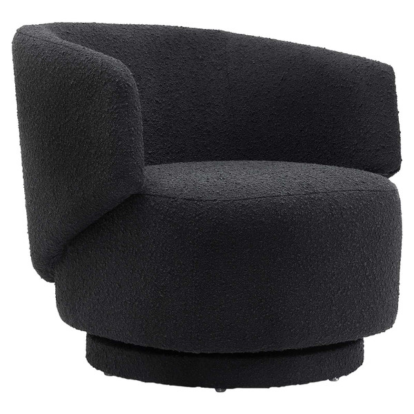 Modway Celestia Boucle Fabric Fabric And Wood Swivel Chair - Black EEI-6357-BLK