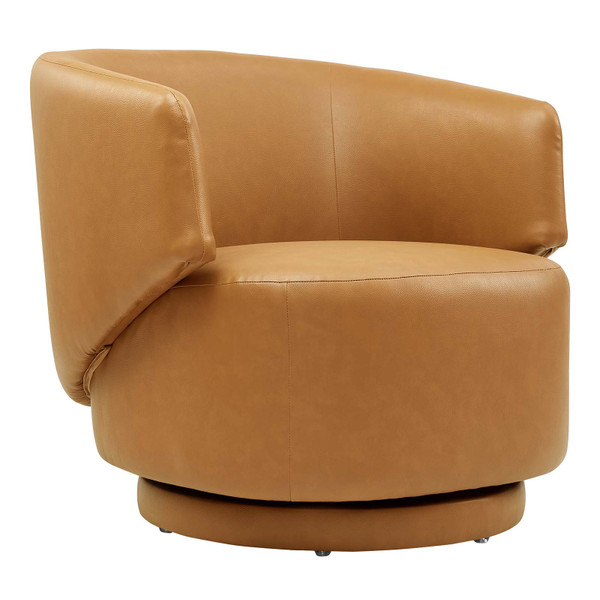 Modway Celestia Vegan Leather Fabric And Wood Swivel Chair - Tan EEI-6358-TAN