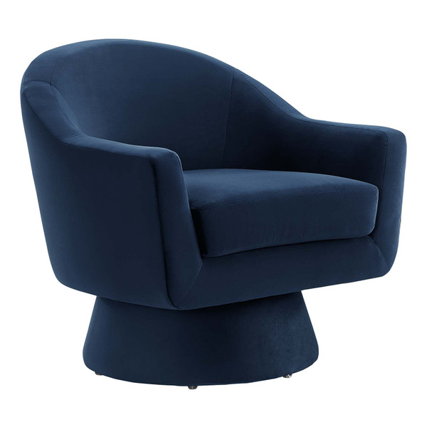 Modway Astral Performance Velvet Fabric And Wood Swivel Chair - Midnight Blue EEI-6360-MID