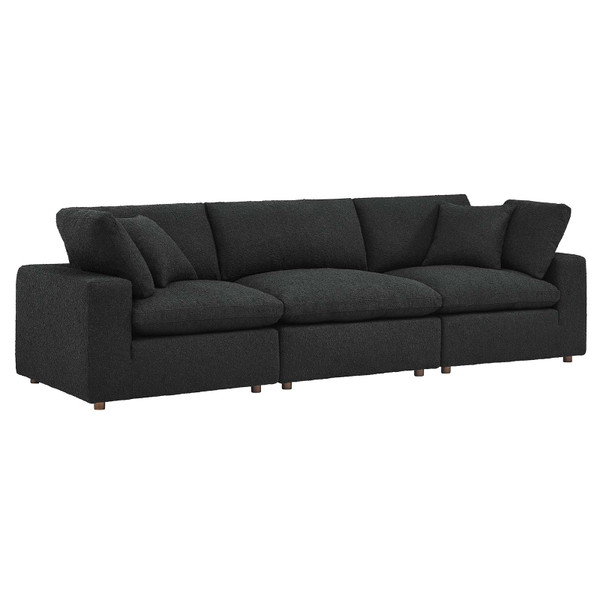Modway Commix Down Filled Overstuffed Boucle Fabric 3-Seater Sofa - Black EEI-6362-BLK
