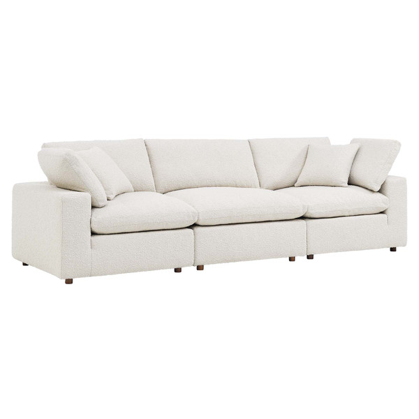 Modway Commix Down Filled Overstuffed Boucle Fabric 3-Seater Sofa - Ivory EEI-6362-IVO