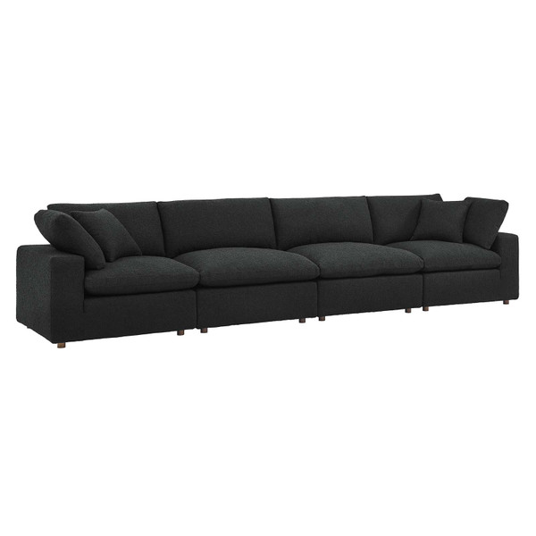 Modway Commix Down Filled Overstuffed Boucle Fabric 4-Seater Sofa - Black EEI-6364-BLK