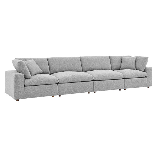 Modway Commix Down Filled Overstuffed Boucle Fabric 4-Seater Sofa - Light Gray EEI-6364-LGR