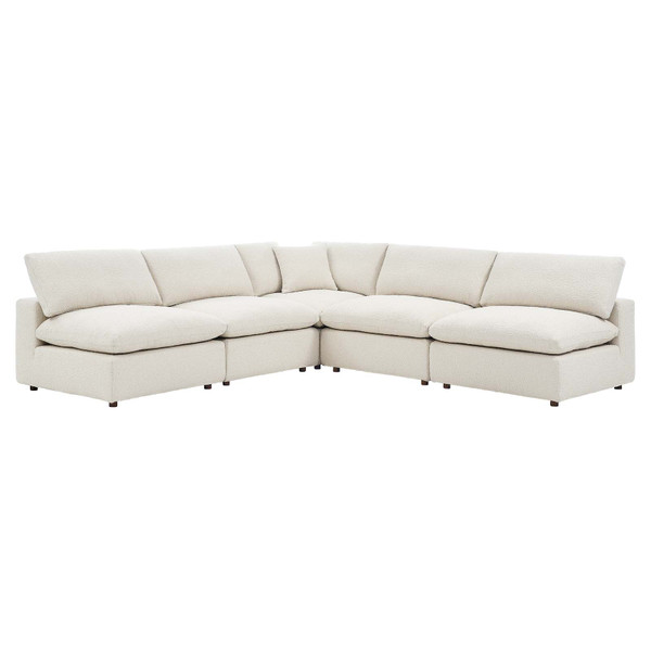 Modway Commix Down Filled Overstuffed Boucle Fabric 5-Piece Sectional Sofa - Ivory EEI-6367-IVO