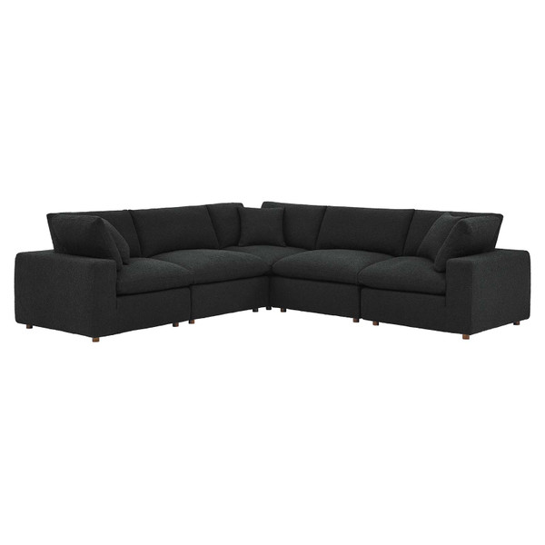 Modway Commix Down Filled Overstuffed Boucle 5-Piece Sectional Sofa - Black EEI-6368-BLK