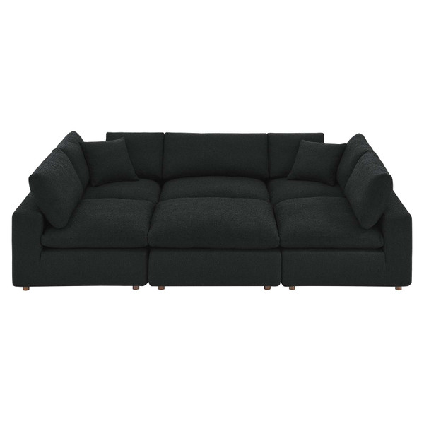 Modway Commix Down Filled Overstuffed Boucle Fabric 6-Piece Sectional Sofa - Black EEI-6372-BLK
