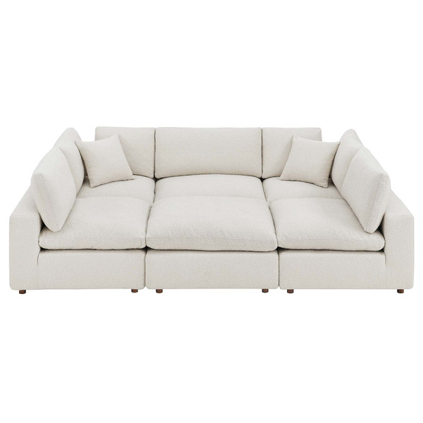 Modway Commix Down Filled Overstuffed Boucle Fabric 6-Piece Sectional Sofa - Ivory EEI-6372-IVO