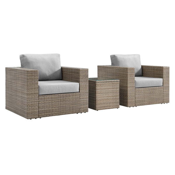Modway Convene Outdoor Patio Outdoor Patio 3-Piece Furniture Set - Cappuccino Gray EEI-6327-CAP-GRY