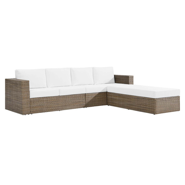 Modway Convene Outdoor Patio Outdoor Patio Sectional Sofa And Ottoman Set - Cappuccino White EEI-6332-CAP-WHI
