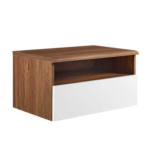 Modway Envision Wall Mount Nightstand - Walnut White MOD-7057-WAL-WHI