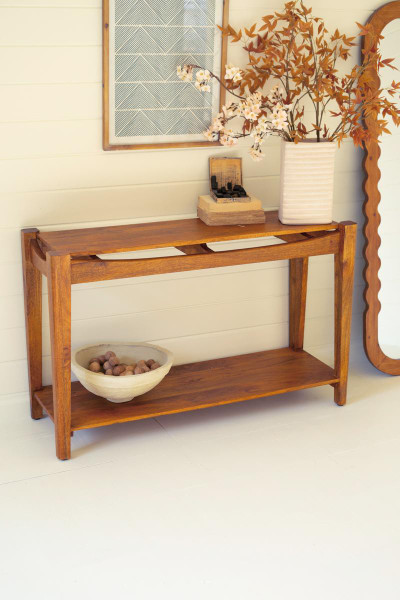 Kalalou NRAH1029 Mango Wood Console Table With Teak Finish