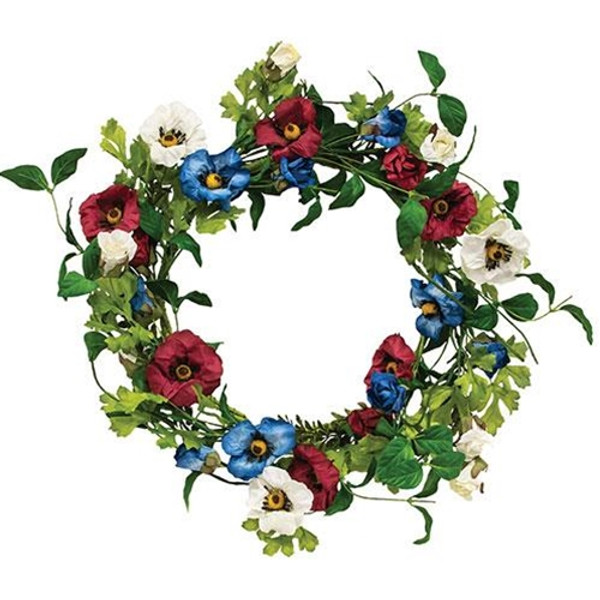 Americana Rose & Poppy Wreath F18360 By CWI Gifts