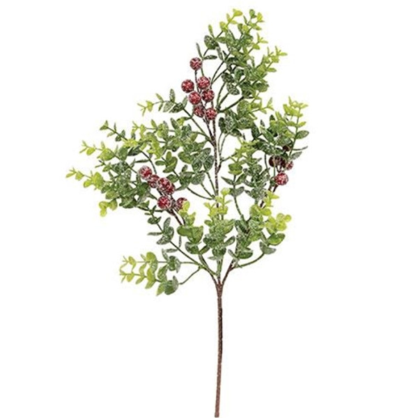 Snowy Glittered Boxwood & Berry Pick 19" FFDC5089 By CWI Gifts