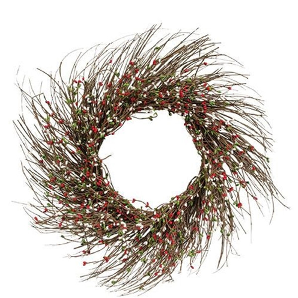 Holiday Combo Pip Twig Wreath 22" FT082HC By CWI Gifts
