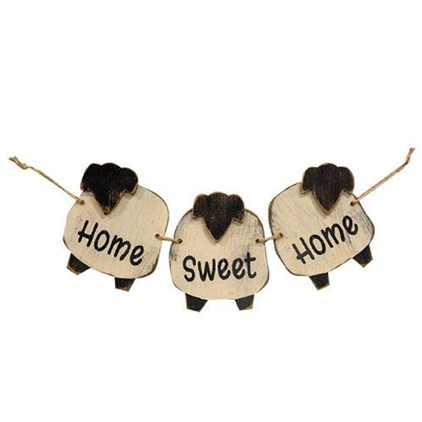 Distressed Wooden Home Sweet Home Sheep Garland G12878 By CWI Gifts