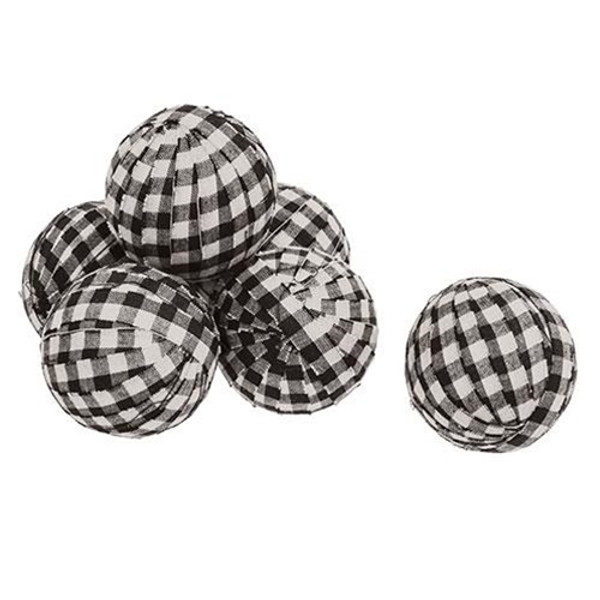 6/Set Black & White Buffalo Check Rag Balls G15334 By CWI Gifts