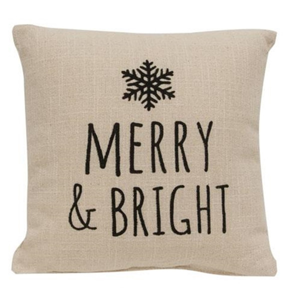 Merry & Bright Natural Pillow G15549 By CWI Gifts