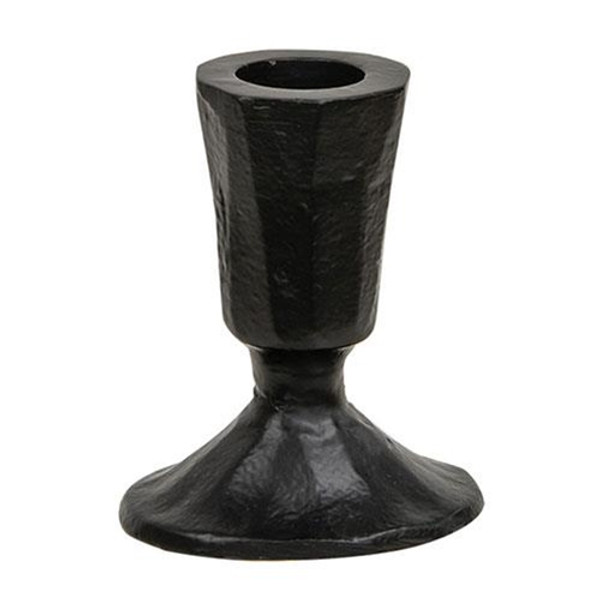 Short Carved Black Taper Holder 3.25" G15585A By CWI Gifts