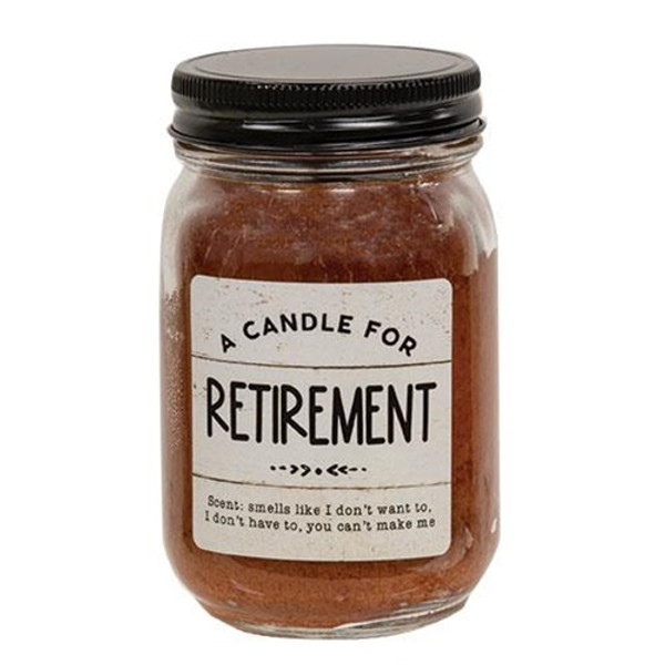 A Candle For Retirement Bms Pint Jar Candle G20278 By CWI Gifts