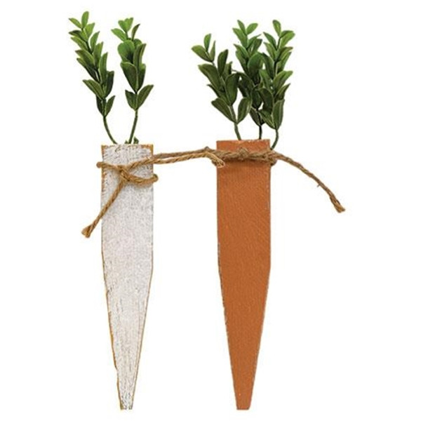 White Or Orange Large Rustic Wood Carrot 2 Asstd. (Pack Of 2) G23111 By CWI Gifts