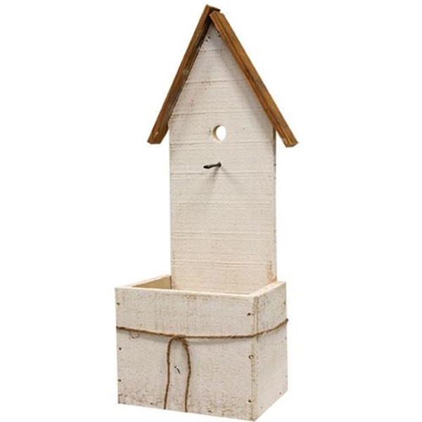 Rustic White Wood Birdhouse Planter Box G23113 By CWI Gifts