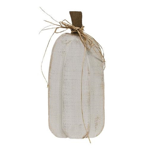 Rustic White Layered Wood Pumpkin Sitter Large G23305 By CWI Gifts