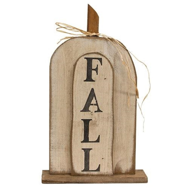 Rustic Layered Wood "Fall" Pumpkin On Base G23314 By CWI Gifts