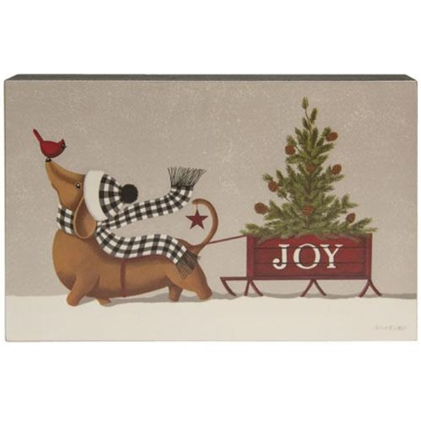CWI Gifts Joy Sled & Dog Box Sign G35582