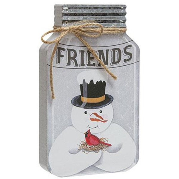 *Friends Snowman Chunky Mason Jar Sitter G36190 By CWI Gifts