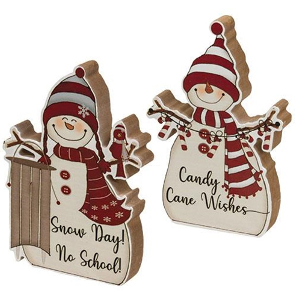 Candy Cane Wishes Chunky Snowman 2 Asstd. (Pack Of 2) G36200 By CWI Gifts