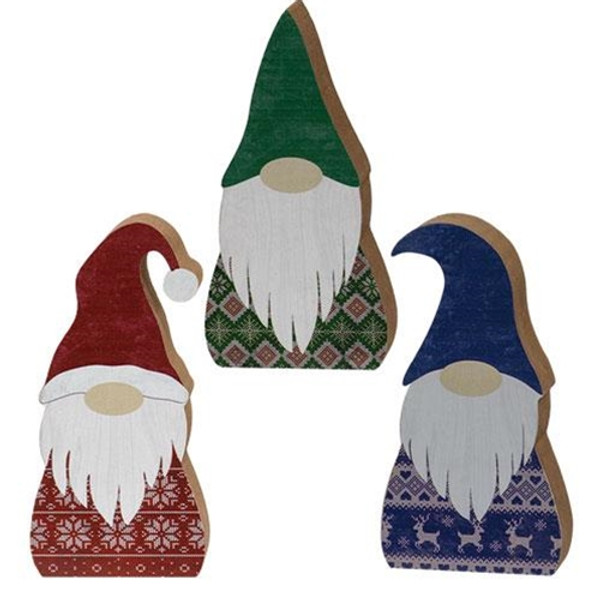 Christmas Sweater Gnome Chunky Sitter 3 Asstd. (Pack Of 3) G36241 By CWI Gifts