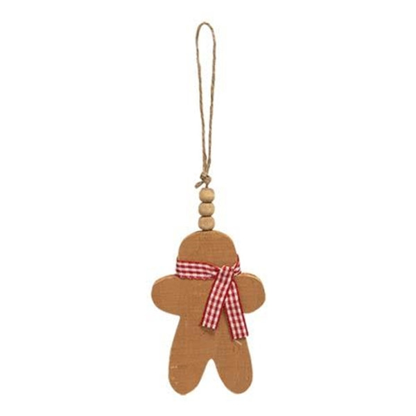 Rustic Wood Beaded Gingerbread Ornament G36251 By CWI Gifts