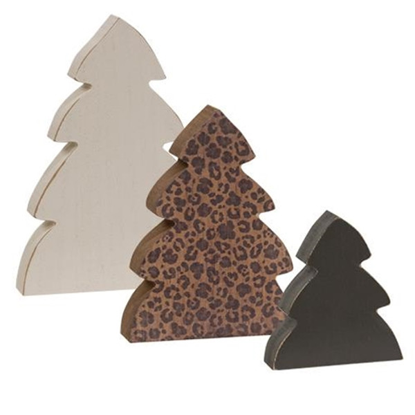 3/Set Fashion Print Chunky Christmas Trees G36256 By CWI Gifts