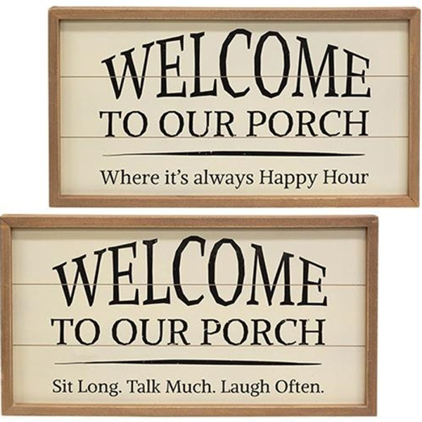 Welcome To Our Porch Framed Shiplap Sign 2 Asstd. (Pack Of 2) G36300 By CWI Gifts