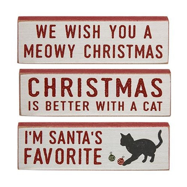 Better With A Cat Thin Mini Block 3 Asstd. (Pack Of 3) G36317 By CWI Gifts