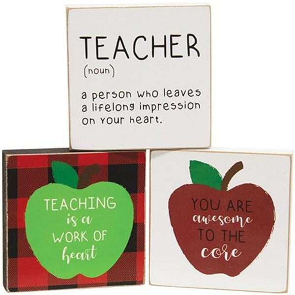 Teacher Square Block 3 Asstd. (Pack Of 3) G36331 By CWI Gifts
