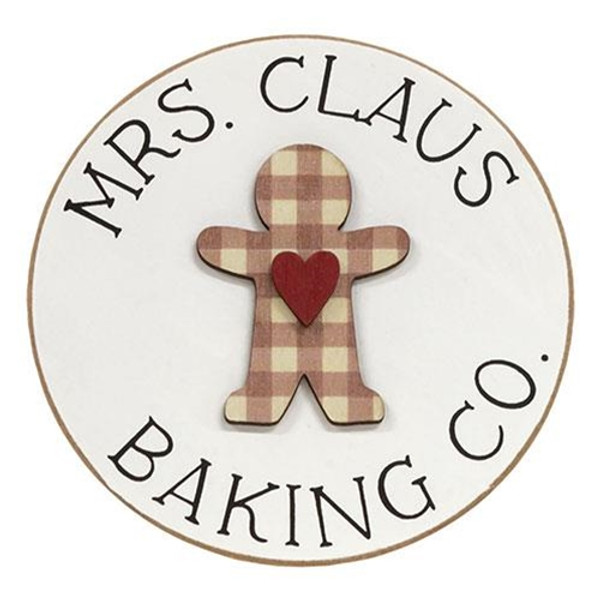 Mrs. Claus Baking Co. Circle Easel Sign G36417 By CWI Gifts