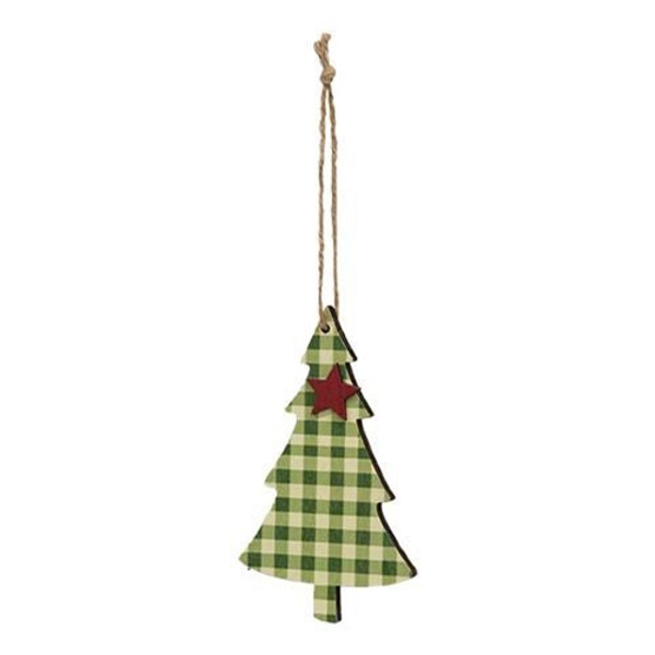 Green Plaid Christmas Tree With Star Ornament G36427 By CWI Gifts