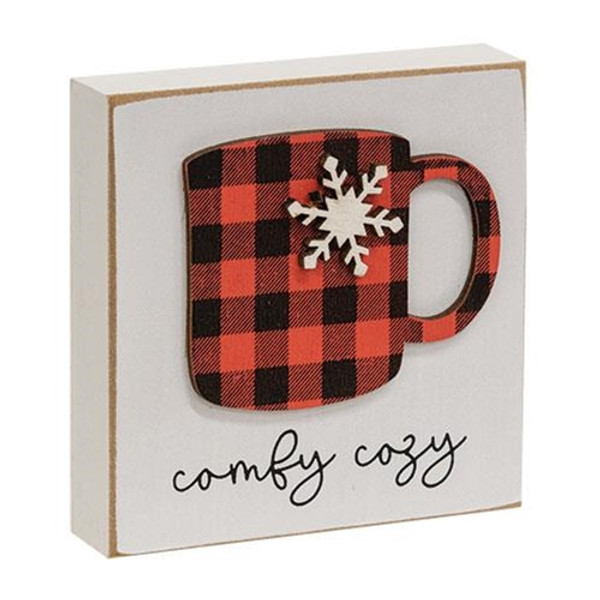 Comfy Cozy Plaid Cup Block G36428 By CWI Gifts